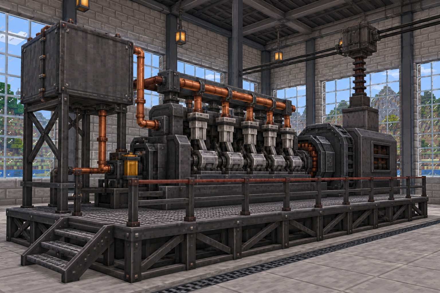 Diesel generator with fuel pipes and an electrical connector — illustrated build